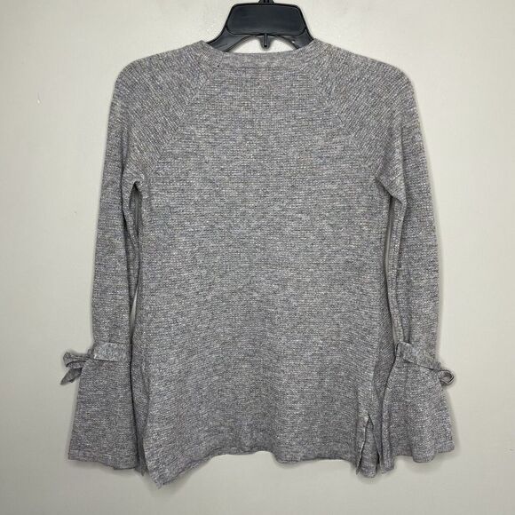 ISABEL MATERNITY Sweater Womens XS Waffle-Knit Pullover Bell Sleeve Bows Stretch - Picture 5 of 10